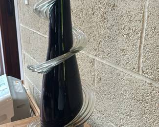 Tall Black Glass Sculpture
