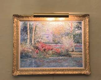 Framed Floral Landscape Oil Painting