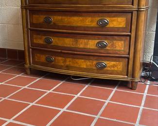 Wood Four-Drawer Burl Front Dresser
