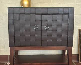 Woven Leather Two-Door Cabinet
