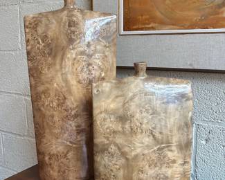 Pair Burl-Effect Ceramic Vases