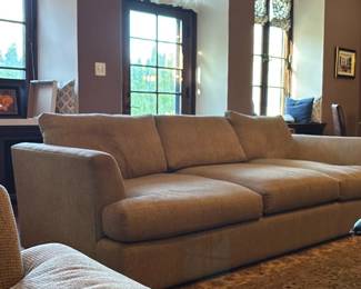 Gray Three-Seat Upholstered Sofa