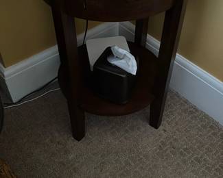 Round Dark Wood End Table