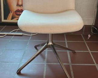 White Upholstered Swivel Side Chair