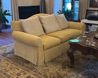 yellow upholstered 3-seat sofa