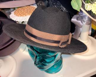 100% Wool Black Fedora Hat W/Ribbon Trim!