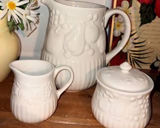 Libbey White Pitcher W/Cream & Sugar!