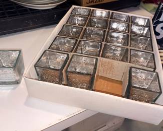 Antique Silver Cube Votive Holders!