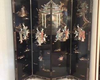 166 vintagechinesehandpaintedscreenwith