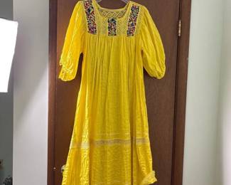 107 yellowembroideredvintagestyledressw