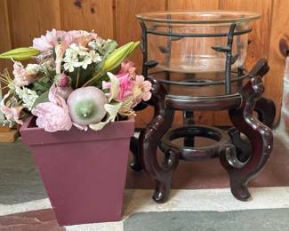 058 woodenplantstandglassbowlmetalinse