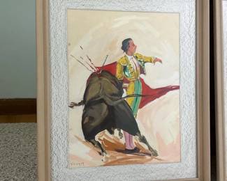 022 pairofbullfightingpaintingsinframes