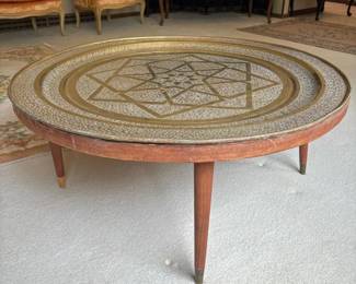 168 mcmembossedbrasstraytopcoffeetable