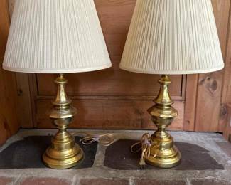 060 pairofbrasstablelampswithpleateds