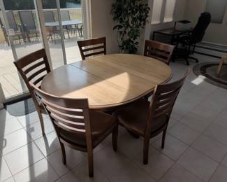 Contemporary Round Dining Set with LadderBack Chairs