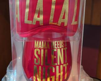 Slant Collections Mama Needs a Silent Night Wine Glass and Sleep Mask Set