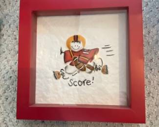 Donna Klotzle Score Football Stick Figure Shadowbox Art