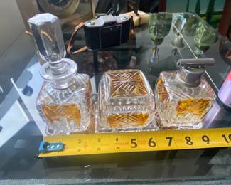 Vintage Karl Palda Art Deco Cut Glass Vanity Set
