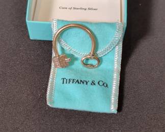 Tiffany  Co. Sterling Silver House and Key Charm Key Ring