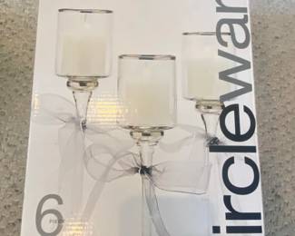 Circleware Celestial SixPiece Platinum Band Candle Holder Set