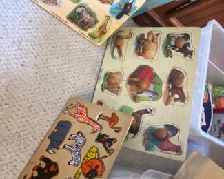 Vintage Wooden Peg Puzzles Assorted Animals