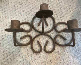 Vintage Wrought Iron ThreeLight Candelabra Wall Sconce