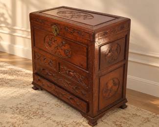 Carved Asian Wooden Cabinet
