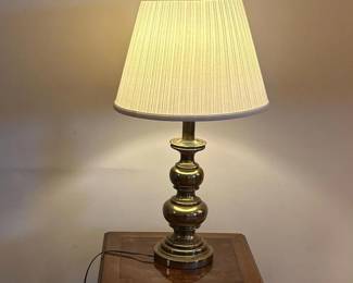 115 brasstonetablelampwithpleatedshade