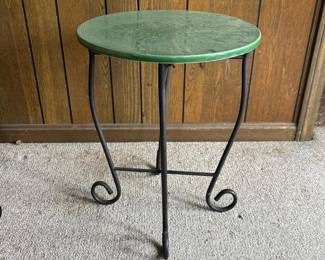 030 greenembossedtiletopaccenttable