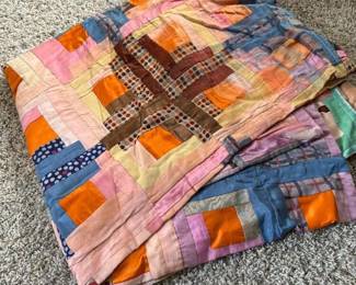 026 vintagesilkpatchworkquiltinlogcabi