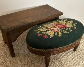 134 vintagewoodenneedlepointfloralsteps