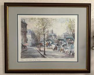 148 framedparisstreetscenewatercolorlit