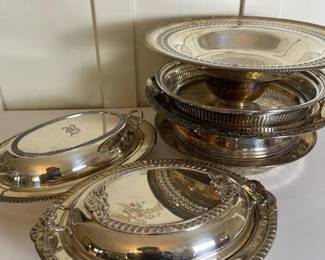 219 assortedsilverplatedservingdishesand