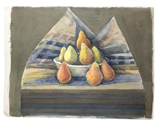 Vintage Fruit Still Life Watercolor Painting
