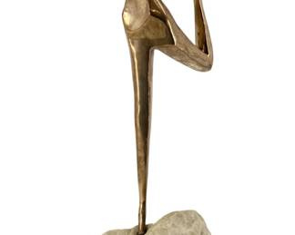 Abstract Brass Dancer on Stone Base