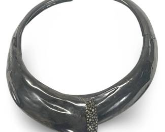 Alexis Bittar Heavy Gun Metal Crystal Choker