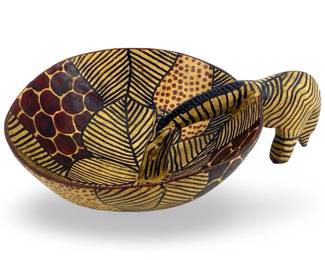 Vintage Carved Wooden Safari Zebra Bowl
