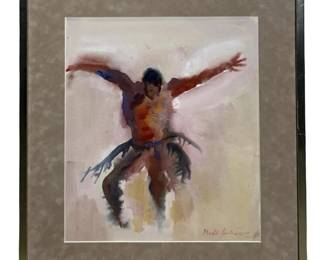 Signed Abstract Figure Watercolor Painting