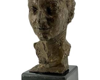 Vintage Stylized Bronze Portrait Bust