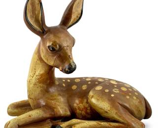 Vintage Fawn Laying Down Sculpture