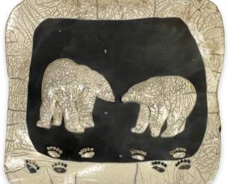 Signed Jan Hurd Horse Hair Potter Wall Plaque