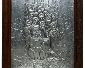 Vintage Metal Repujado Sculpture Art