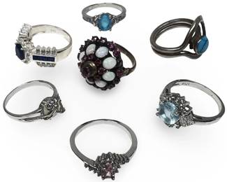 (7) Assorted Radiant Sterling Silver Rings