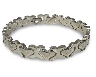 Taxco Sterling Silver Heart Link Bracelet