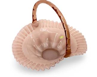 Pink Fenton Art Glass Basket