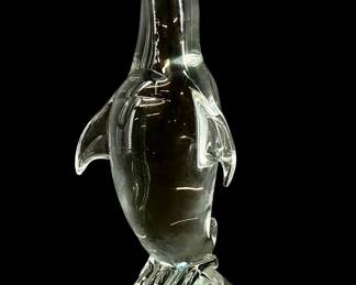 Vintage Glass Penguin Sculpture