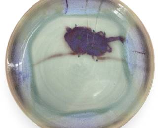 Signed 1991 Glazed Stoneware Ceramic Plate