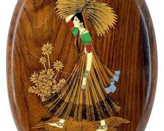 Vintage Rosewood Indian Woman Design Wall Art