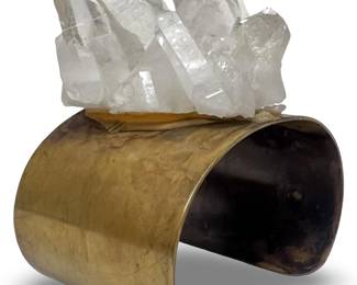 Crystal Quartz Cluster Brass Cuff Bracelet