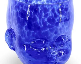 Blue Art Glass Baby Face Cup